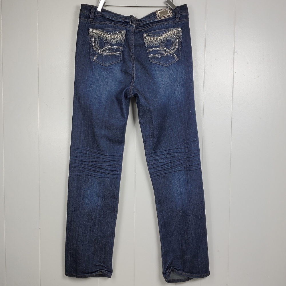Grace in LA studded pearl embroidered rhinestone bling jeans - Picture 9 of 14